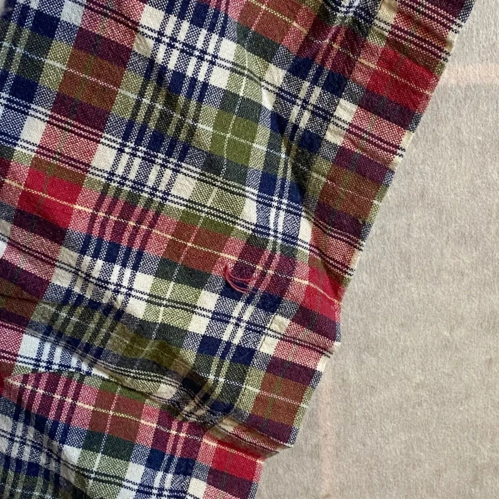 Vintage Red Sky Mens Large Short Sleeve Button Down Shirt Plaid‎ Cotton Red Y2K